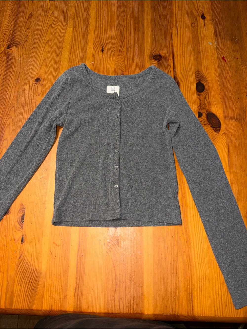 GAP Women's Dark Gray Button-Up Lightweight Cardigan